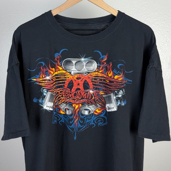 OFFICIAL Aerosmith Engine Motor Vintage Y2K Tour Rock Concert T Shirt Boxy 2XL - Picture 2 of 5